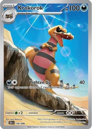 Krokorok - 136/086 — SV: Black Bolt Pokémon TCG card by Tonji Matsuno