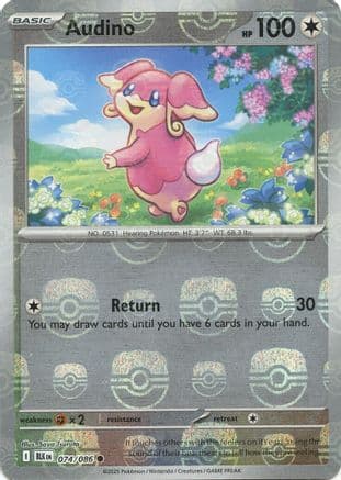 Audino - 074/086 (Master Ball Pattern) — SV: Black Bolt Pokémon TCG card by Saya Tsuruta