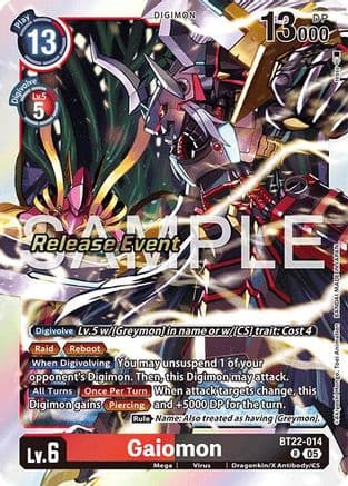 Gaiomon — Cyber Eden Release Event Cards Digimon Card Game card by Atshushi Matsumoto, Toei Animation, BANDAI MADE IN JAPAN