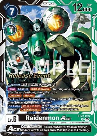 Raidenmon ACE — Cyber Eden Release Event Cards Digimon Card Game card by Robotsmisura