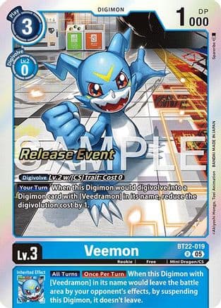 Veemon — Cyber Eden Release Event Cards Digimon Card Game card by Akiyoshi Hongō, Toei Animation
