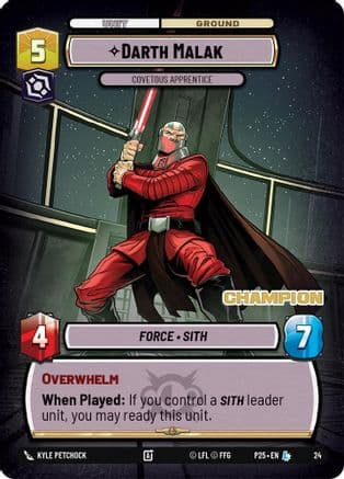 Darth Malak - Covetous Apprentice (Champion) — Organized Play Promos