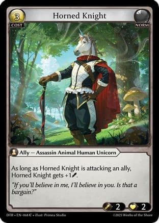 Horned Knight — Distorted Reflections Grand Archive TCG card by Pinrose Studio