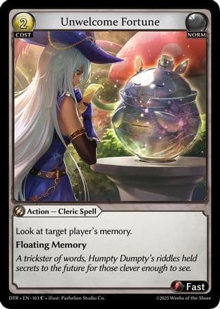 Unwelcome Fortune — Distorted Reflections Grand Archive TCG card by Parhelion Studio Co.