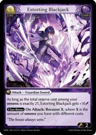 Extorting Blackjack — Distorted Reflections Grand Archive TCG card by Primera Studio