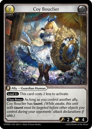 Coy Bouclier — Distorted Reflections Starter Decks Grand Archive TCG card by Primea Studio