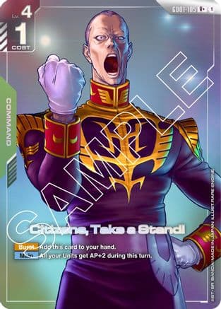 Citizens, Take a Stand! (R+) — Newtype Rising Gundam Card Game card by RARE ENGINE