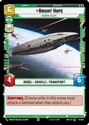 Bright Hope - Narrow Escape — Intro Battle: Hoth Star Wars: Unlimited card by IGNACIO BAZAN LAZCANO