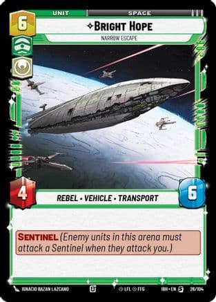 Bright Hope - Narrow Escape (26/104) — Intro Battle: Hoth Star Wars: Unlimited card by IGNACIO BAZAN LAZCANO