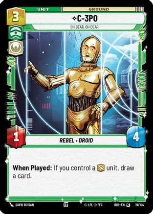 C-3PO - Oh Dear, Oh Dear — Intro Battle: Hoth Star Wars: Unlimited card by DAVID BUISÁN