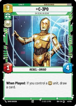 C-3PO - Oh Dear, Oh Dear (41/104) — Intro Battle: Hoth Star Wars: Unlimited card by DAVID BUISÁN