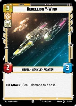 Rebellion Y-Wing (32/104) — Intro Battle: Hoth Star Wars: Unlimited card by Shane Molina