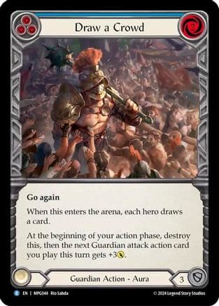 Draw a Crowd — Mastery Pack Guardian Flesh and Blood card by Rio Sabda
