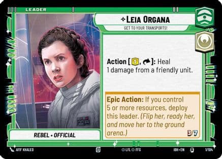 Leia Organa - Get To Your Transports! — Intro Battle: Hoth Star Wars: Unlimited card by Afif Khaled