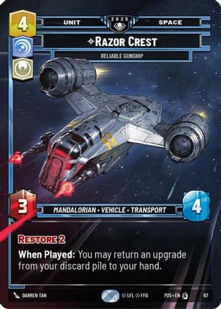 Razor Crest - Reliable Gunship — Organized Play Promos Star Wars: Unlimited card by Darren Tan