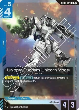 Unicorn Gundam (Unicorn Mode) (Launch Event) — Gundam Promotional Cards
