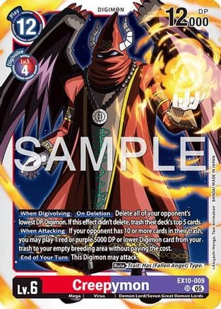Creepymon — Sinister Order Digimon Card Game card by Akiyoshi Hongo, Toei Animation, BANDAI MADE IN JAPAN