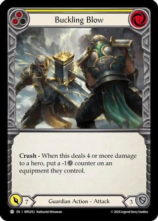 Buckling Blow (Yellow) — Mastery Pack Guardian Flesh and Blood card by Nathaniel Himawan