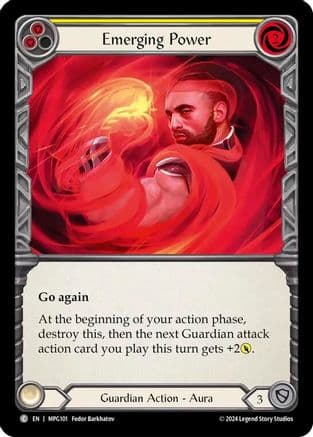 Emerging Power (Yellow) — Mastery Pack Guardian Flesh and Blood card by Polina Backlund