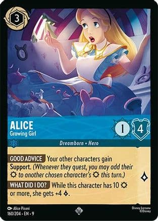 Alice - Growing Girl — Fabled Disney Lorcana card by Alice Pisoni