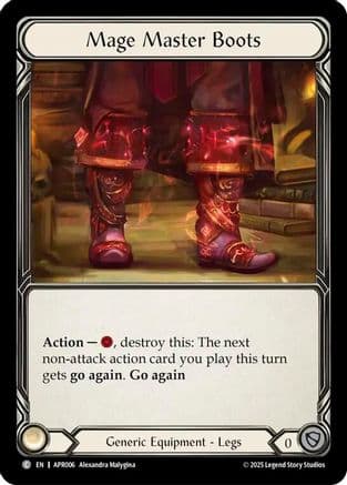 Mage Master Boots — Armory Deck: Legends Prism Flesh and Blood card by Alexandra Malygina