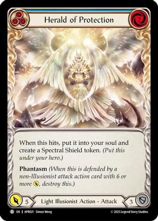 Herald of Protection (Blue) — Armory Deck: Legends Prism Flesh and Blood card by Simon Wong