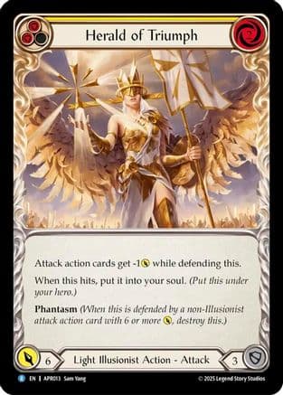 Herald of Triumph (Yellow) — Armory Deck: Legends Prism Flesh and Blood card by Sam Yang