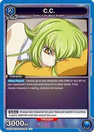 C.C. (003) — UEX03BT: CODE GEASS: Lelouch of the Rebellion Vol.2 Union Arena card by Made in Japan