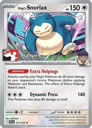 Hop's Snorlax - 117/159 — Prize Pack Series Cards