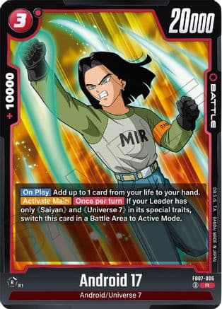 Android 17 - FB07-006 — Wish For Shenron Dragon Ball Super: Fusion World card by BANDAI MADE IN JAPAN