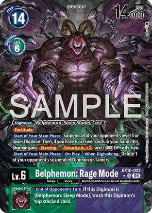 Belphemon: Rage Mode (Alternate Art) — Sinister Order Digimon Card Game card by Akinori Takagi, The Animation Guild