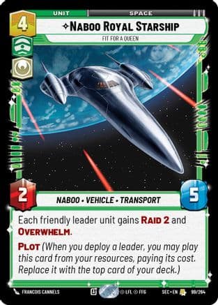 Naboo Royal Starship - Fit For A Queen — Secrets of Power Star Wars: Unlimited card by Francois Cannels