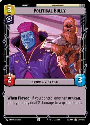 Political Bully — Secrets of Power Star Wars: Unlimited card by Omercan Cirit