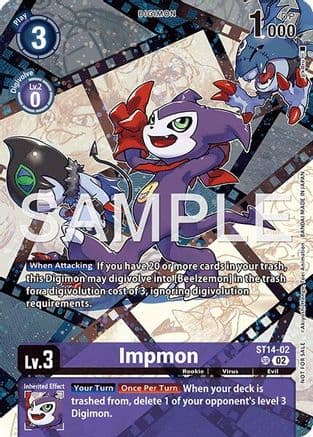Impmon (Sinister Order Legend Pack) — Starter Deck 14: Beelzemon Advanced Deck Set Digimon Card Game card by Akiyoshi Honga / Toei Animation. BANDAI MADE IN JAPAN