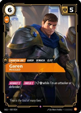 Garen - Rugged — Origins: Proving Grounds Riftbound: League of Legends TCG card by Six More Vodka