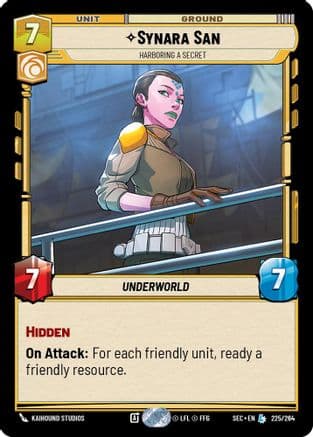 Synara San - Harboring a Secret — Secrets of Power Star Wars: Unlimited card by Kaihound Studios