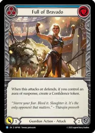 Full of Bravado (Blue) — Super Slam Flesh and Blood card by Tomasz Jedruszek
