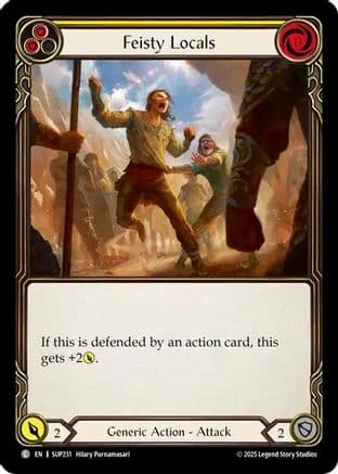 Feisty Locals (Yellow) — Super Slam Flesh and Blood card by Hilary Perunica