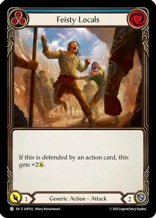 Feisty Locals (Blue) — Super Slam Flesh and Blood card by Illlary Pearson