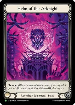 Helm of the Arknight — GEM Pack 3 Flesh and Blood card by Orson CaptainSass