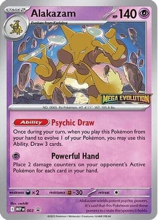 Alakazam - 003 — ME: Mega Evolution Promo Pokémon TCG card by cochibi