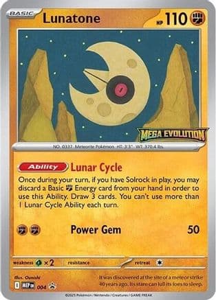 Lunatone - 004 — ME: Mega Evolution Promo Pokémon TCG card by Ounishi