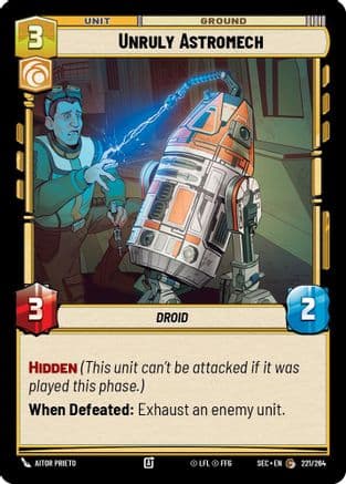 Unruly Astromech — Secrets of Power Star Wars: Unlimited card by Aitor Prieto
