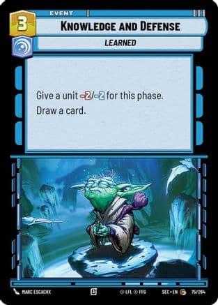 Knowledge and Defense — Secrets of Power Star Wars: Unlimited card by Marc Escachx