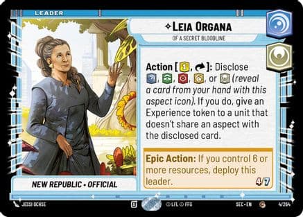 Leia Organa - Of A Secret Bloodline — Secrets of Power Star Wars: Unlimited card by Jessi Ochse