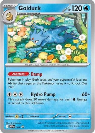 Golduck - 008 — ME: Mega Evolution Promo Pokémon TCG card by Jiro Sasumo
