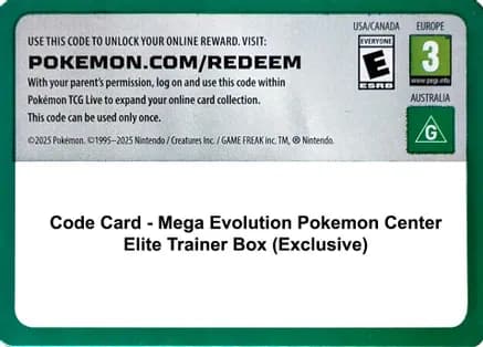 Code Card - Mega Evolution Pokemon Center Elite Trainer Box (Exclusive) — ME01: Mega Evolution