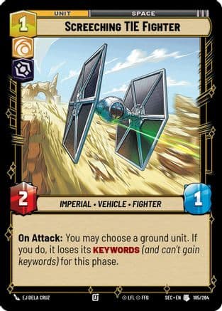 Screeching TIE Fighter — Secrets of Power Star Wars: Unlimited card by EJ Dela Cruz