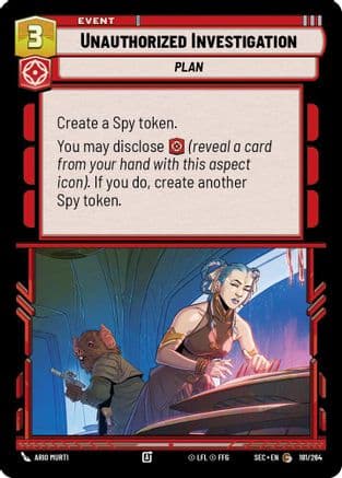Unauthorized Investigation — Secrets of Power Star Wars: Unlimited card by Ario Murti