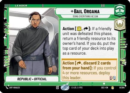 Bail Organa - Doing Everything He Can — Secrets of Power Star Wars: Unlimited card by Afif Khaled